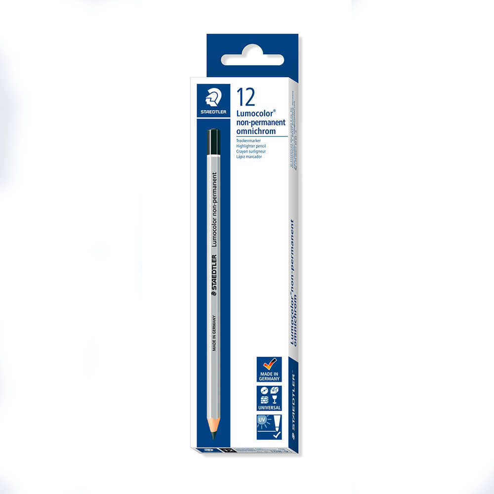 STAEDTLER 108 LUMOCOLOR NONPERMANENT OMNICHROM PENCIL BLACK BOX 12