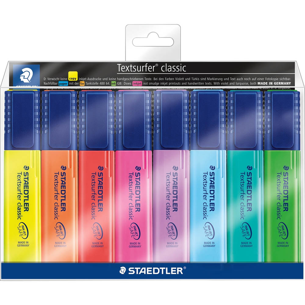STAEDTLER 364 TEXTSURFER CLASSIC HIGHLIGHTER CHISEL ASSORTED WALLET 8