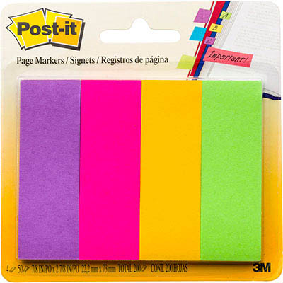POSTIT 6714AU PAPER PAGE MARKERS 23 X 73MM ASSORTED PACK 4