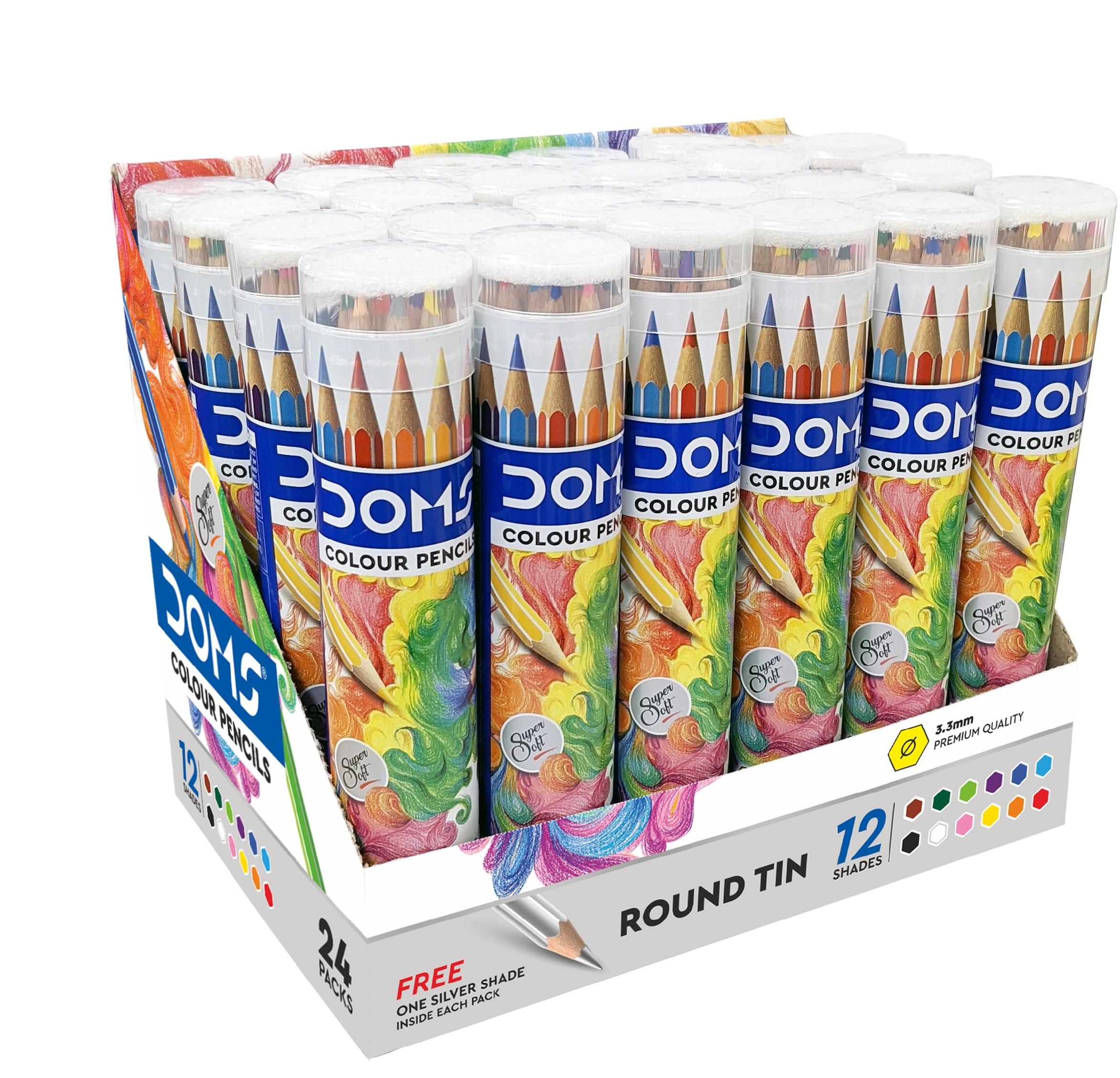 DOMS COLOURED PENCILS  ROUND TIN 121 COLOURS