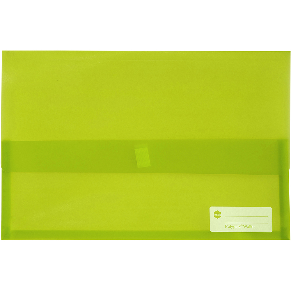 MARBIG POLYPICK DOCUMENT WALLET FOOLSCAP TRANSLUCENT LIME