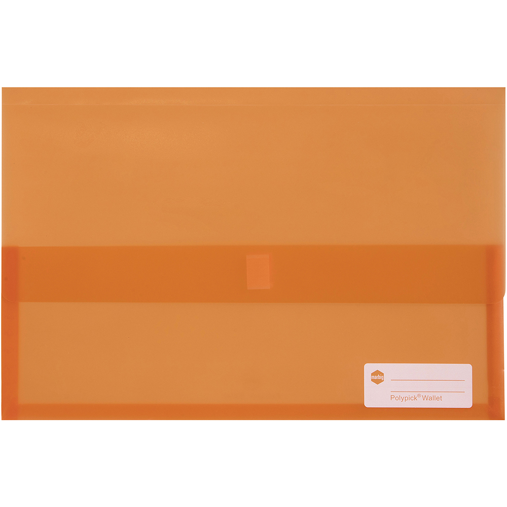 MARBIG POLYPICK DOCUMENT WALLET FOOLSCAP TRANSLUCENT ORANGE