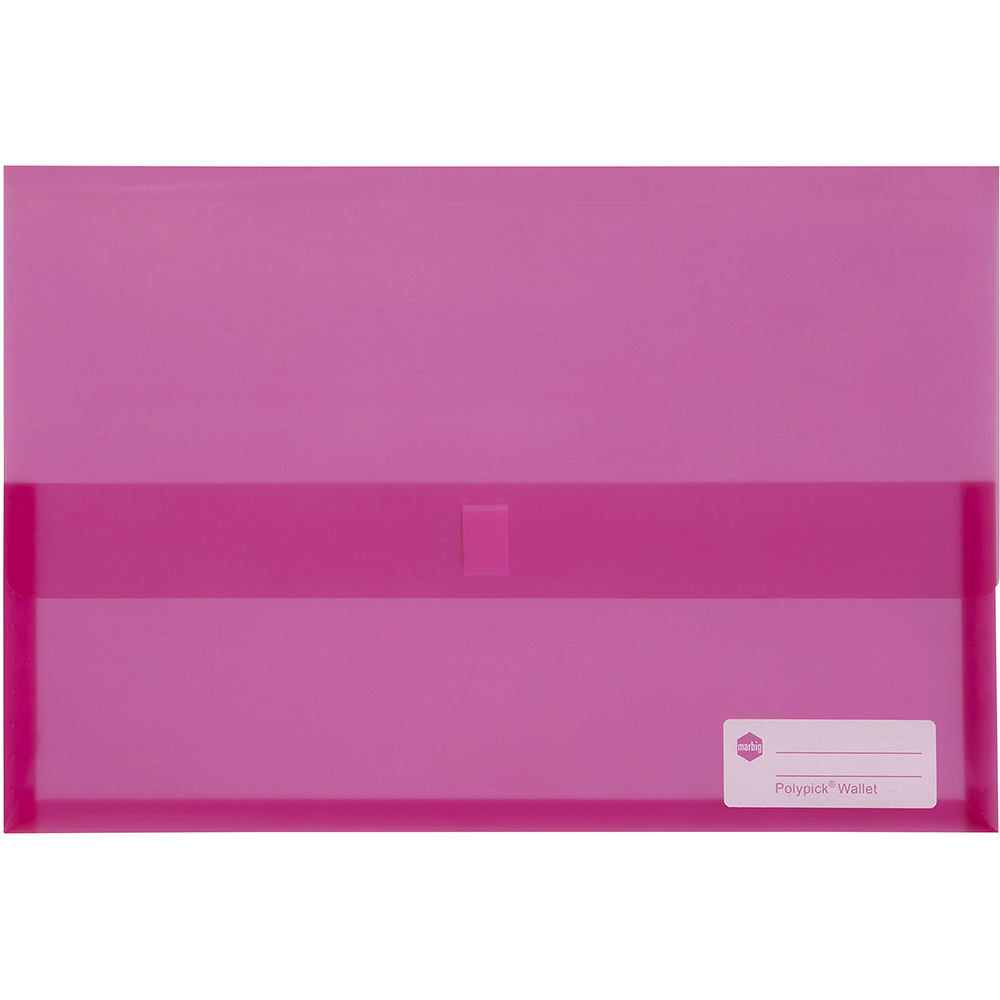 MARBIG POLYPICK DOCUMENT WALLET FOOLSCAP TRANSLUCENT PINK