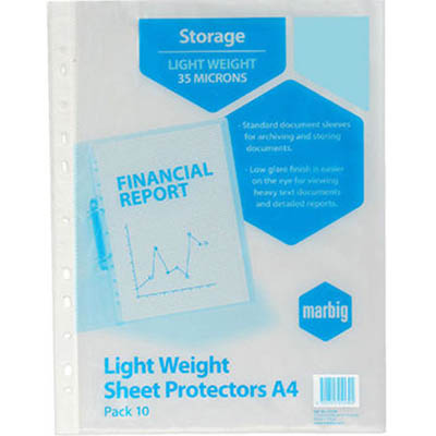 MARBIG LIGHTWEIGHT COPYSAFE SHEET PROTECTORS A4 PACK 10
