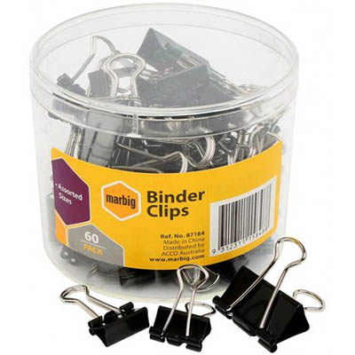 MARBIG FOLDBACK CLIP ASSORTED SIZES TUB 60