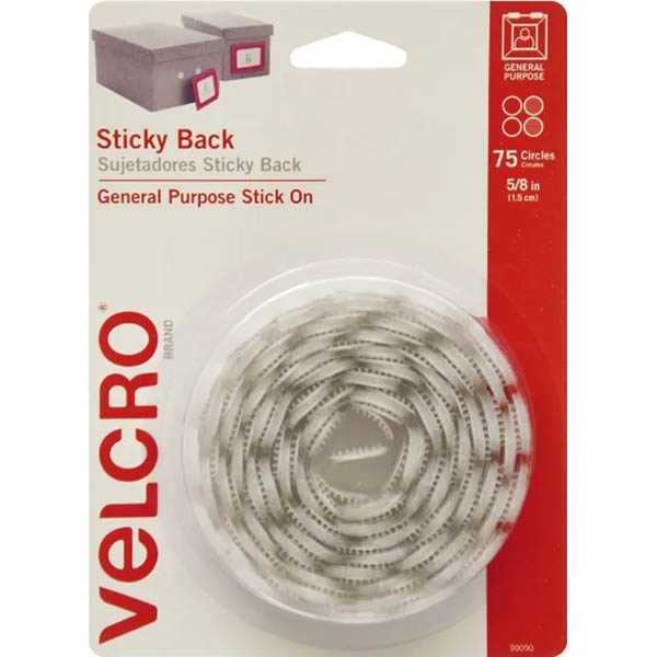 VELCRO BRAND   STICKON HOOK AND LOOP DOTS 16MM WHITE PACK 75