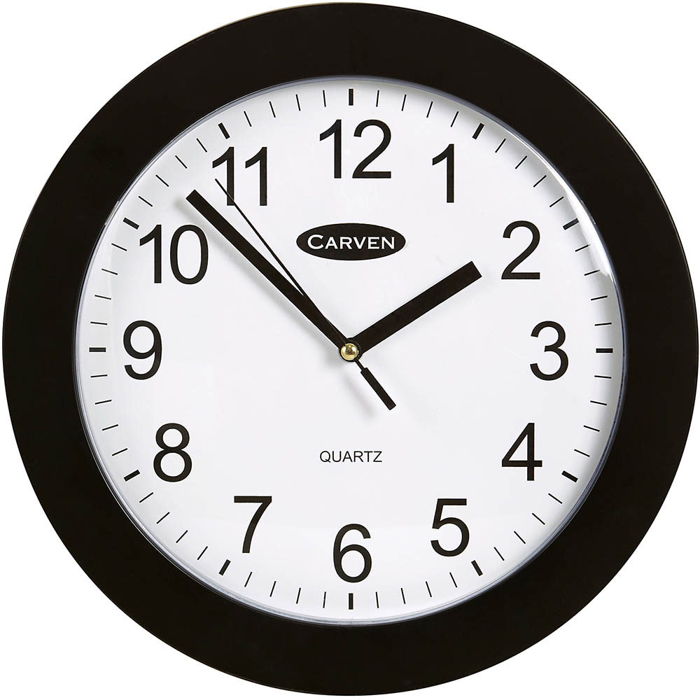 CARVEN CLASSIC WALL CLOCK 250MM BLACK FRAME