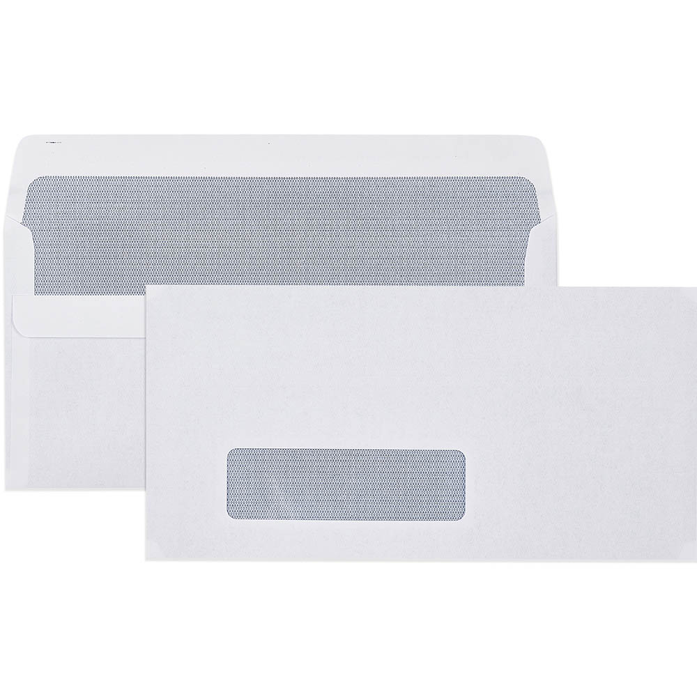 CUMBERLAND DL ENVELOPES SECRETIVE WALLET WINDOWFACE SELF SEAL 80GSM 110 X 220MM WHITE BOX 500