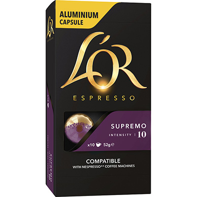 LOR ESPRESSO NESPRESSO COMPATIBLE COFFEE CAPSULES SUPREMO PACK 10