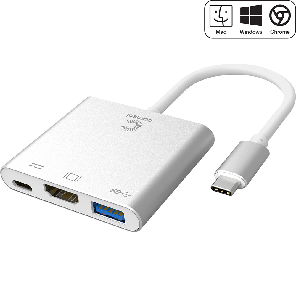 COMSOL USBC MALE TO HDMI  USB 30  USBC ADAPTER SILVER