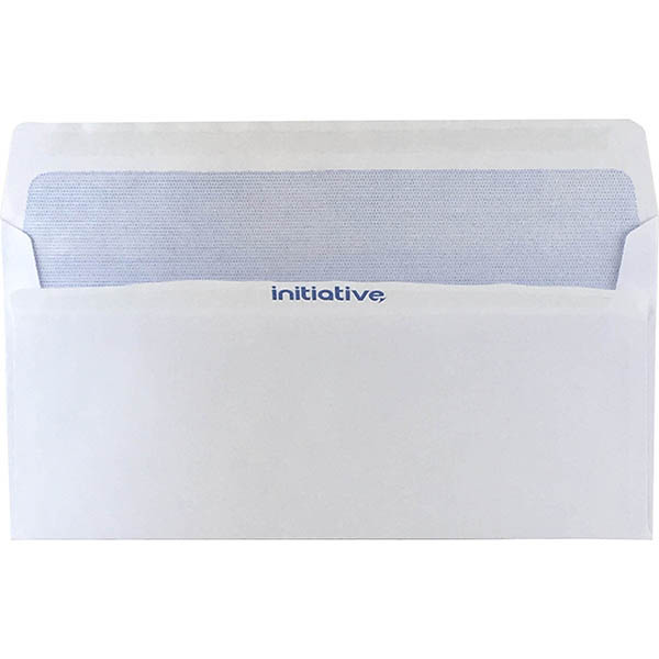 INITIATIVE DL ENVELOPES SECRETIVE WALLET PLAINFACE SELF SEAL 80GSM 110 X 220MM WHITE BOX 500