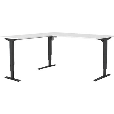 CONSET 50143 ELECTRIC HEIGHT ADJUSTABLE LSHAPED DESK 1800 X 800MM  1800 X 600MM WHITEBLACK
