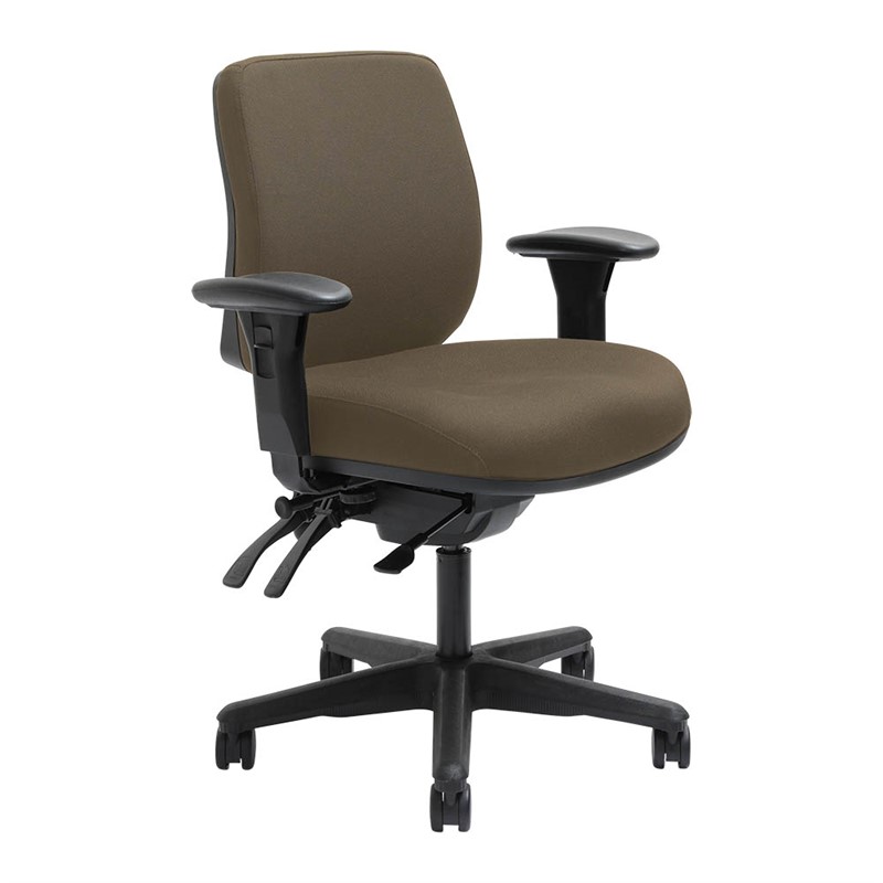 DAL ERGOSELECT SPARK ERGONOMIC CHAIR MEDIUM BACK 3 LEVER SEAT SLIDE BLACK NYLON BASE ADJUSTABLE ARMS CHOCOLATE