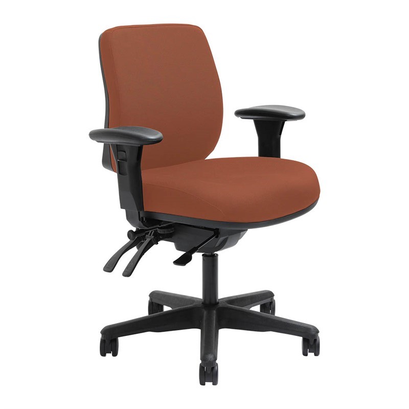 DAL ERGOSELECT SPARK ERGONOMIC CHAIR MEDIUM BACK 3 LEVER SEAT SLIDE BLACK NYLON BASE ADJUSTABLE ARMS BRICK