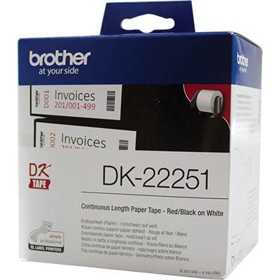 BROTHER DK22251 CONTINUOUS PAPER LABEL ROLL 62MM X 1524M WHITE