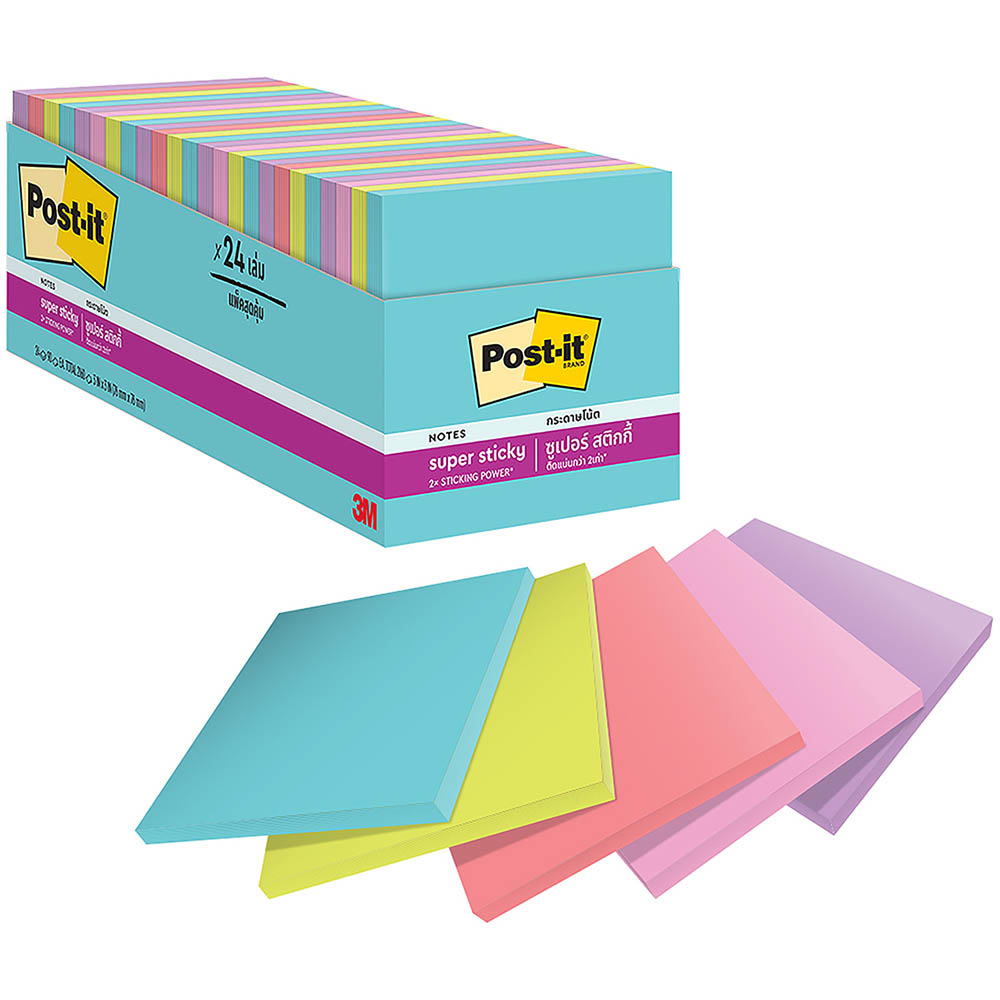 POSTIT 65424SSMIA SUPER STICKY RECYCLED NOTES 76 X 76MM SUPERNOVA CABINET PACK 24