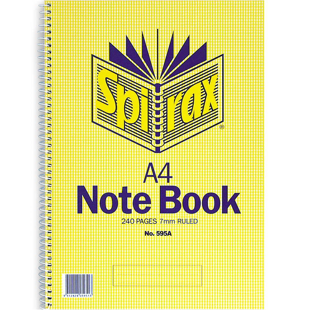 SPIRAX 595A NOTEBOOK SPIRAL BOUND 7MM RULED 240 PAGE A4