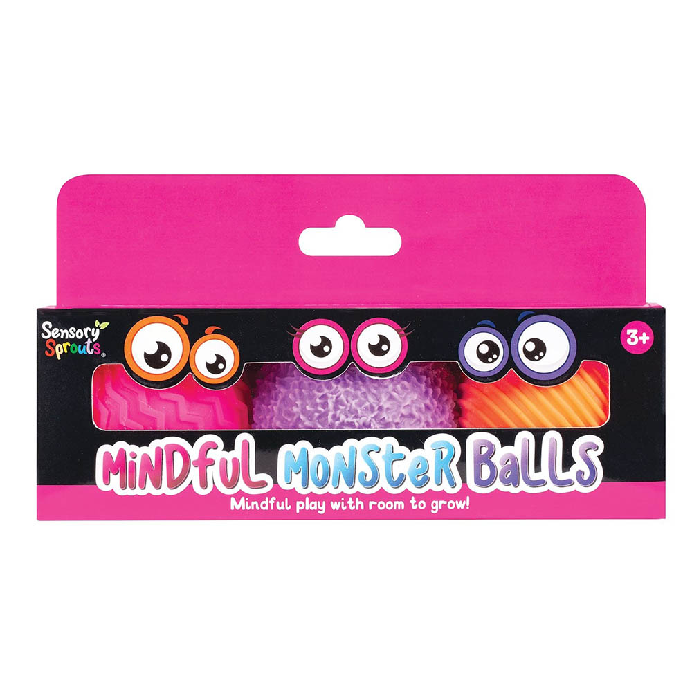 SENSORY SPROUTS MINDFUL MONSTER BALLS IN A PINK BOX ASSORTED SET 3