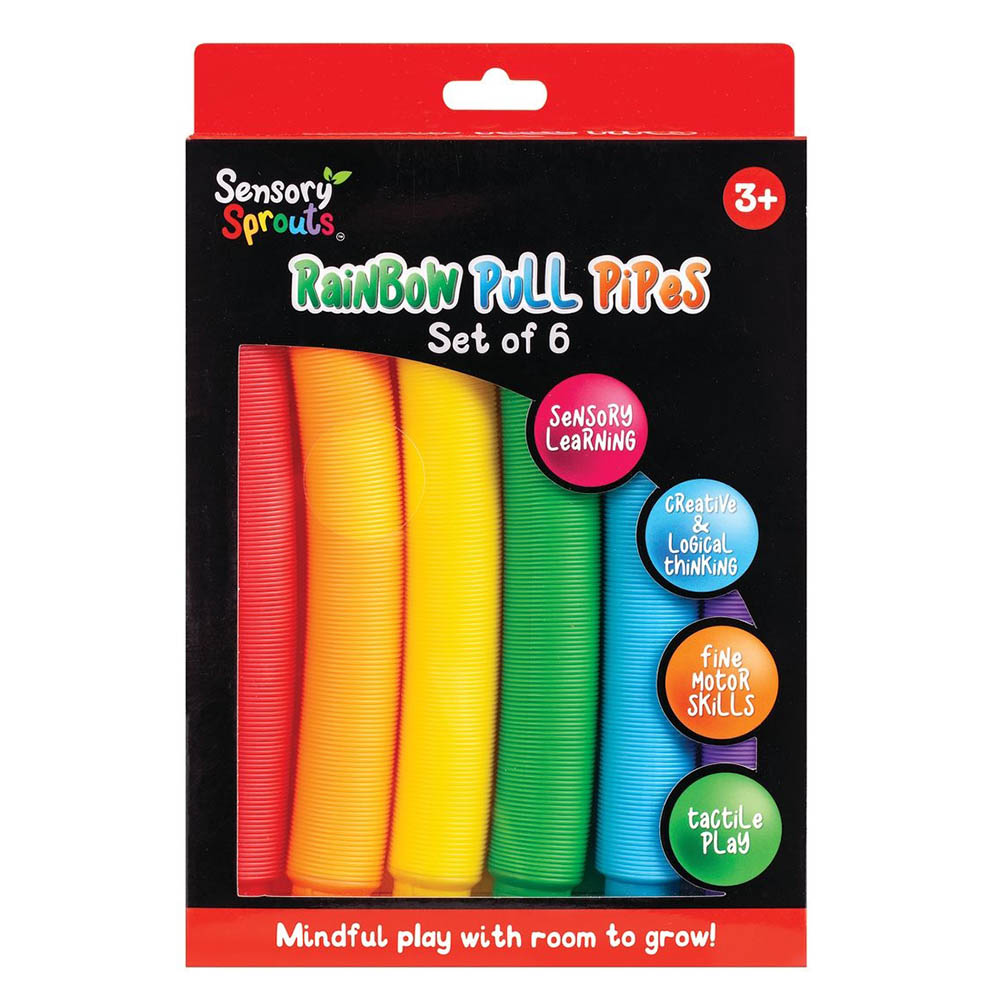 SENSORY SPROUTS RAINBOW PULL PIPES ASSORTED SET 6