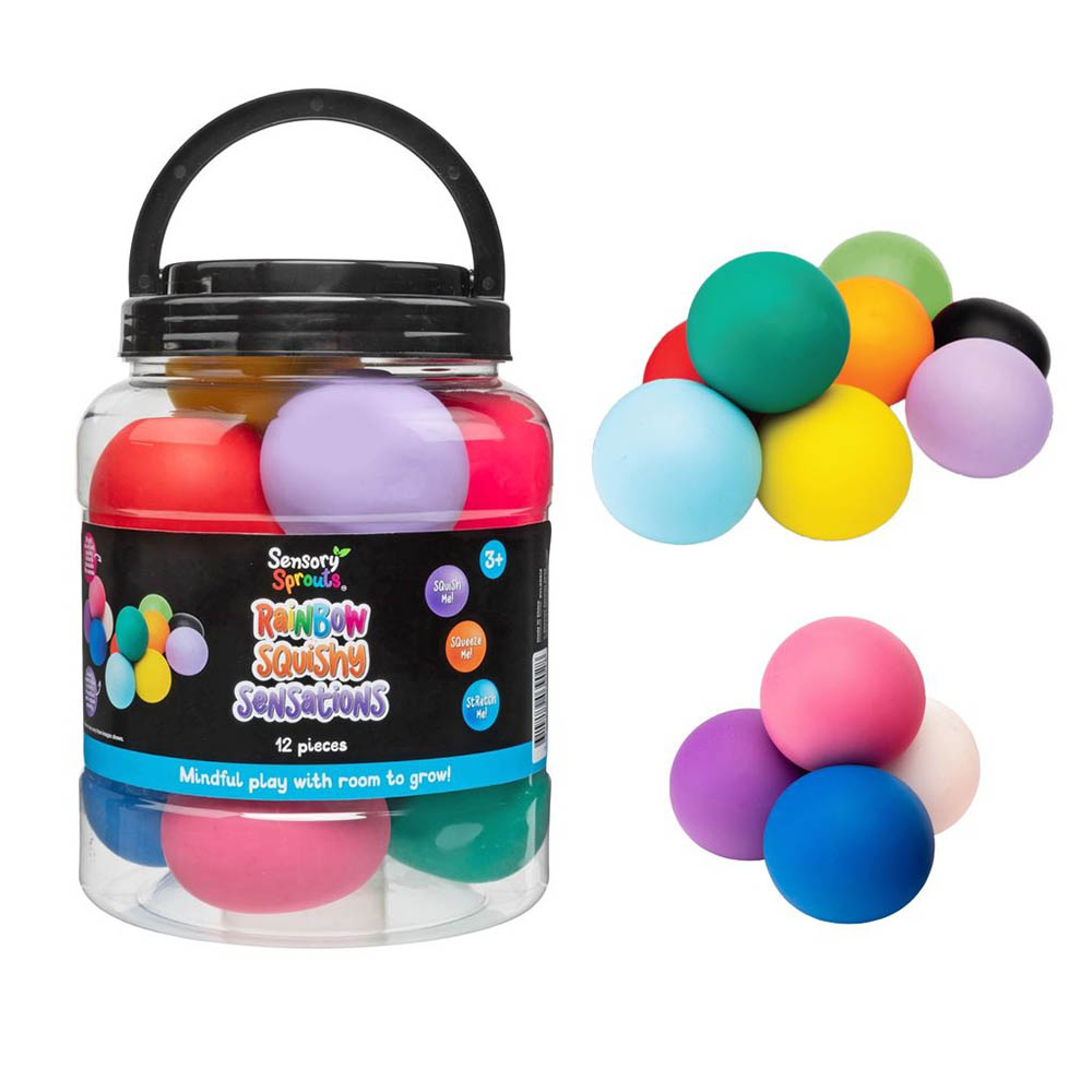 SENSORY SPROUTS RAINBOW SQUISHY SENSATIONS ASSORTED SET 12