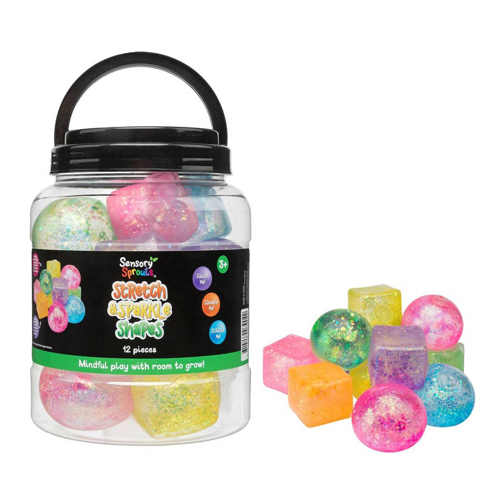 SENSORY SPROUTS STRETCH AND SPARKLE SHAPES ASSORTED SET 12