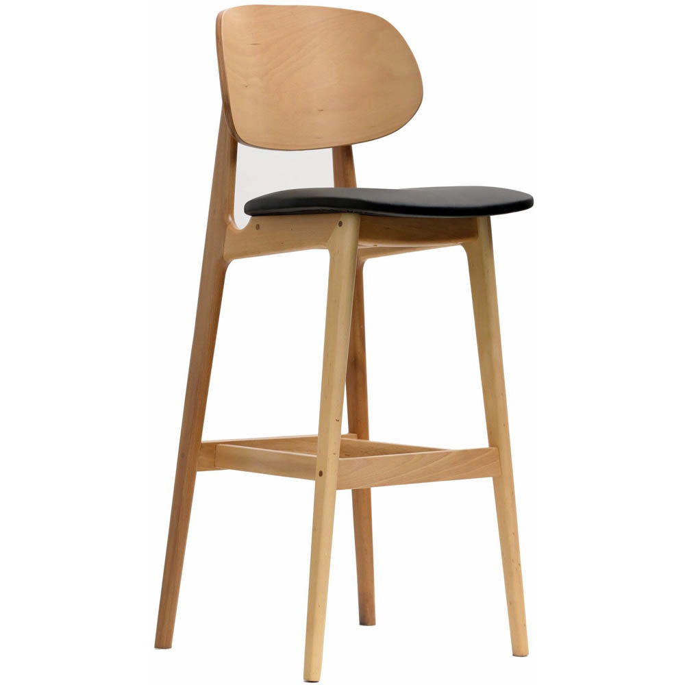 DURAFURN BAN BARSTOOL BLACK DOLARO VINYL SEAT TROJAN OAK FRAME