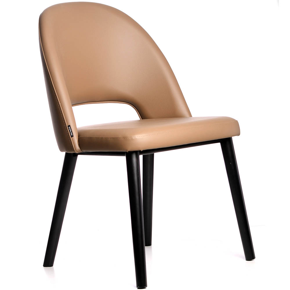 DURAFURN SEMIFREDDO CHAIR BLACK LEG TAUPE VINYL SEAT