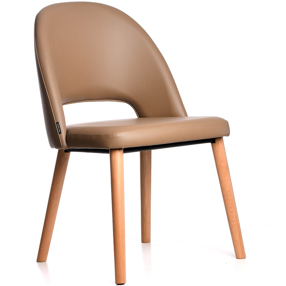 DURAFURN SEMIFREDDO CHAIR TROJAN OAK LEGS TAUPE VINYL SEAT