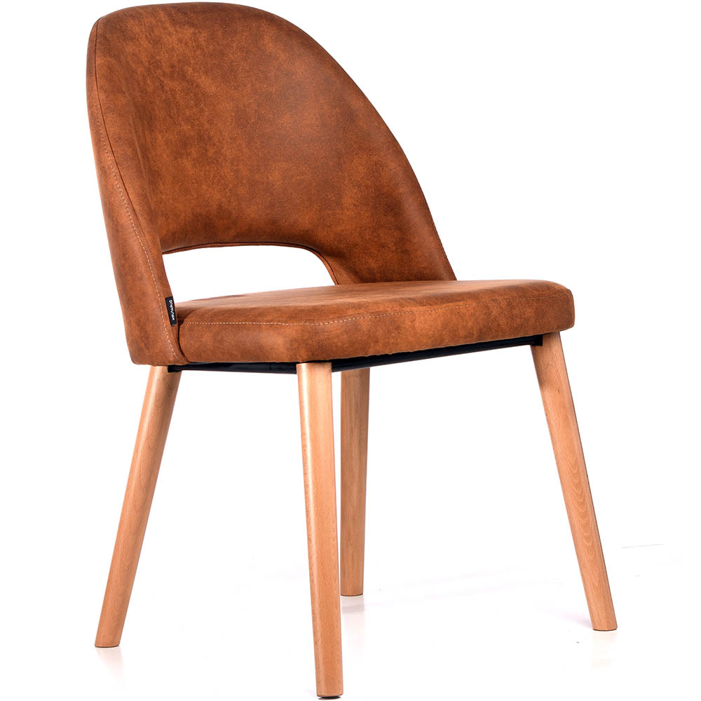 DURAFURN SEMIFREDDO CHAIR TROJAN OAK LEGS TAN FABRIC SEAT