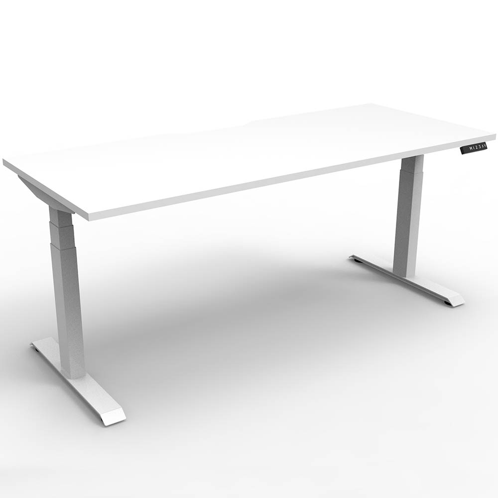 RAPIDLINE BOOST PLUS HEIGHT ADJUSTABLE SINGLE SIDED WORKSTATION 1200 X 750MM NATURAL WHITE TOP  WHITE FRAME