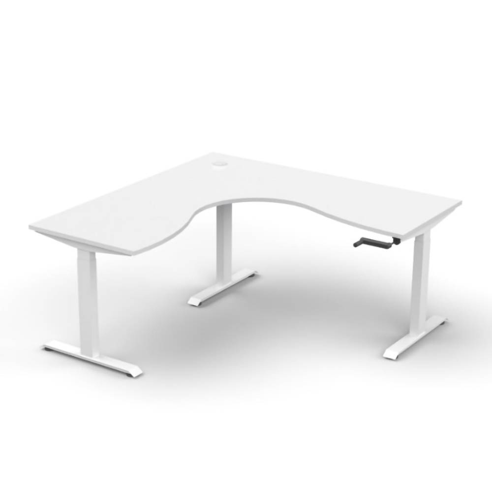 RAPIDLINE BOOST CRANK CORNER WORKSTATION 1500 X 1500 X 750MM NATURAL WHITE TOP AND WHITE SATIN FRAME