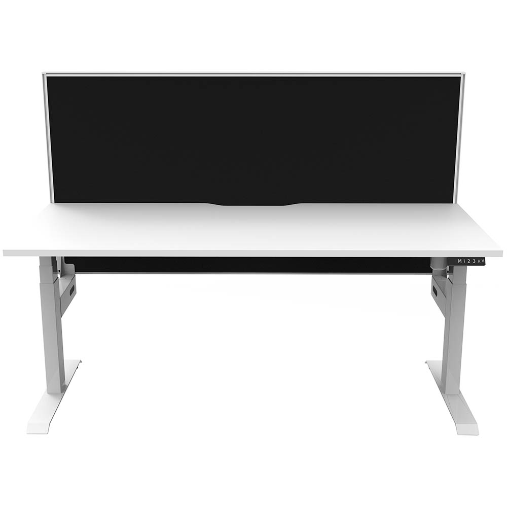 RAPIDLINE BOOST LIGHT SINGLE SIDED WORKSTATION WITH SCREEN 1500MM NATURAL WHITE TOP  WHITE FRAME  BLACK SCREEN