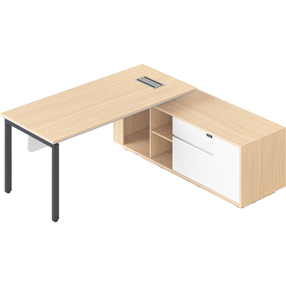 RAPIDLINE CASA EXECUTIVE WORKSTATION WITH PROFILE END LEG RHC NATURAL OAKBLACK