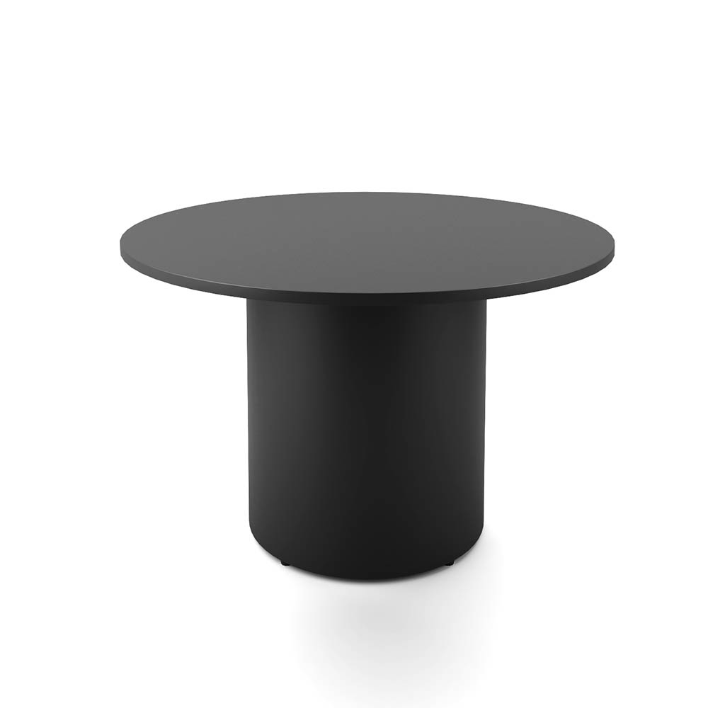 RAPIDLINE ROUND DRUM BASE TABLE 1200 X 730MM BLACK TOP AND BLACK PC FRAME