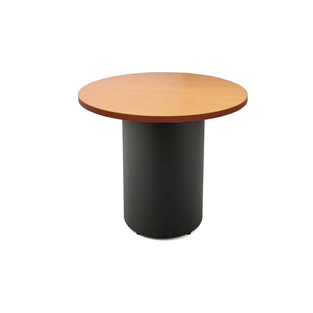 RAPIDLINE ROUND DRUM BASE TABLE 900 X 730MM BEECH TOP AND BLACK PC FRAME