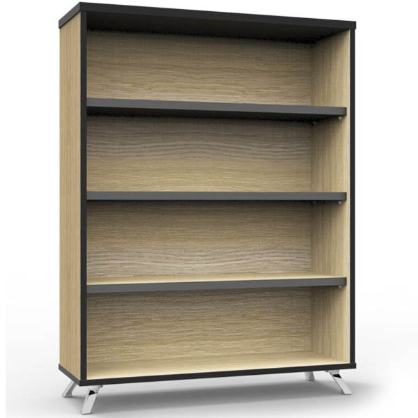 RAPID INFINITY DELUXE BOOKCASE 1200 X 900 X 315MM NATURAL OAK LAMINATE BLACK EDGING