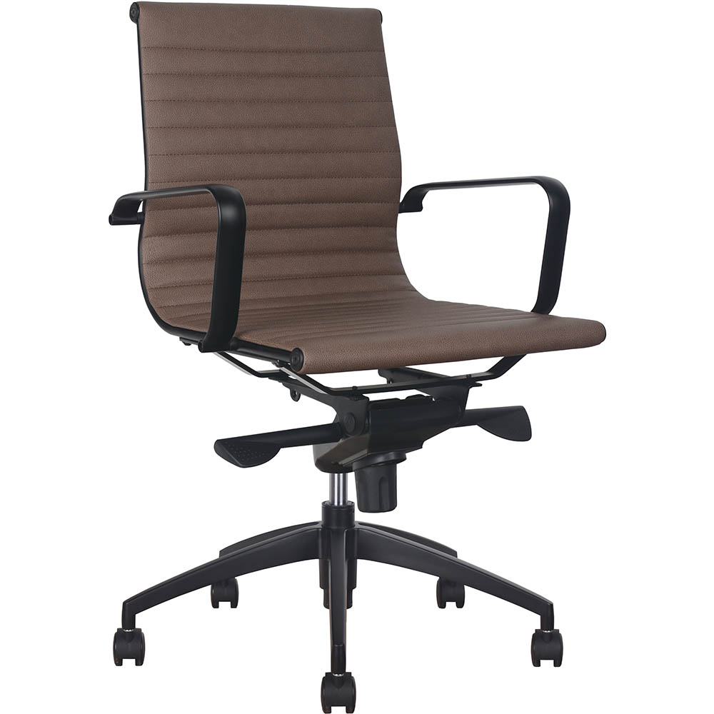 RAPIDLINE PU605M EXECUTIVE CHAIR MEDIUM BACK ARMS TANBLACK