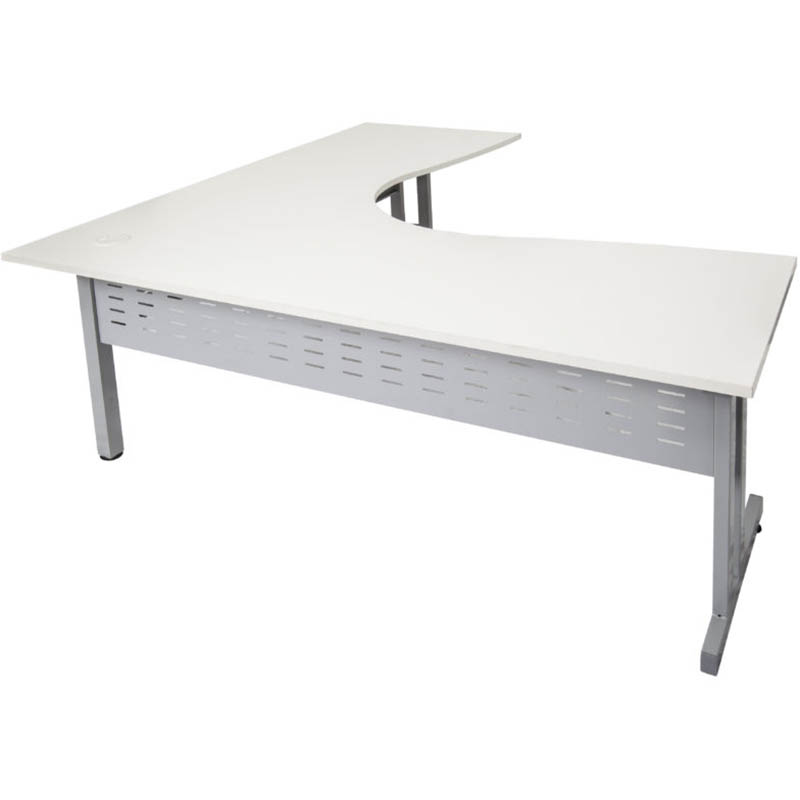 RAPID SPAN C LEG CORNER WORKSTATION WITH METAL MODESTY PANEL 1800 X 1500 X 700MM NATURAL WHITESILVER