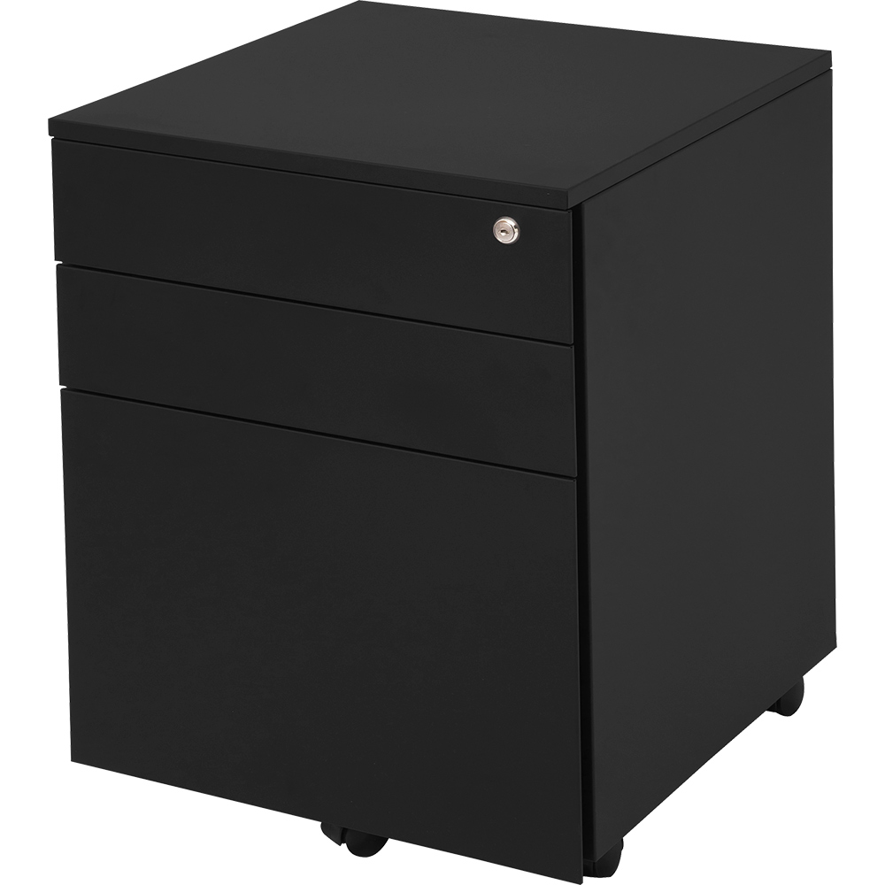 GO STEEL MOBILE PEDESTAL STEEL 3DRAWER LOCKABLE 460 X 472 X 610MM BLACK SATIN
