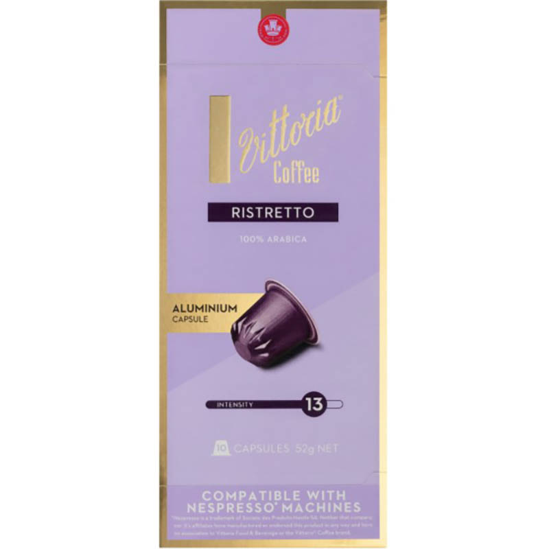 VITTORIA NESPRESSO COMPATIBLE COFFEE CAPSULES RISTRETTO PACK 10