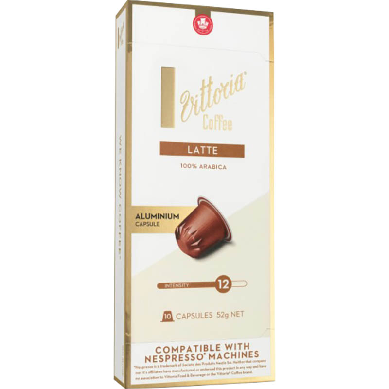 VITTORIA NESPRESSO COMPATIBLE COFFEE CAPSULES LATTE PACK 10