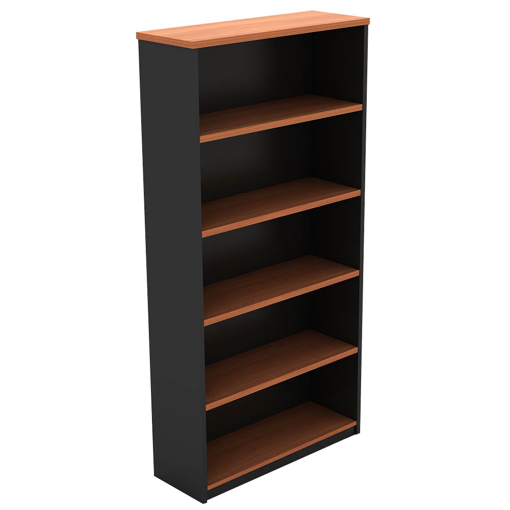 OM OPEN BOOKCASE 900 X 320 X 1800MM CHERRYCHARCOAL
