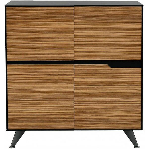 NOVARA CREDENZA 4 DOOR 1224 X 425 X 1250MM ZEBRANO TIMBER VENEER
