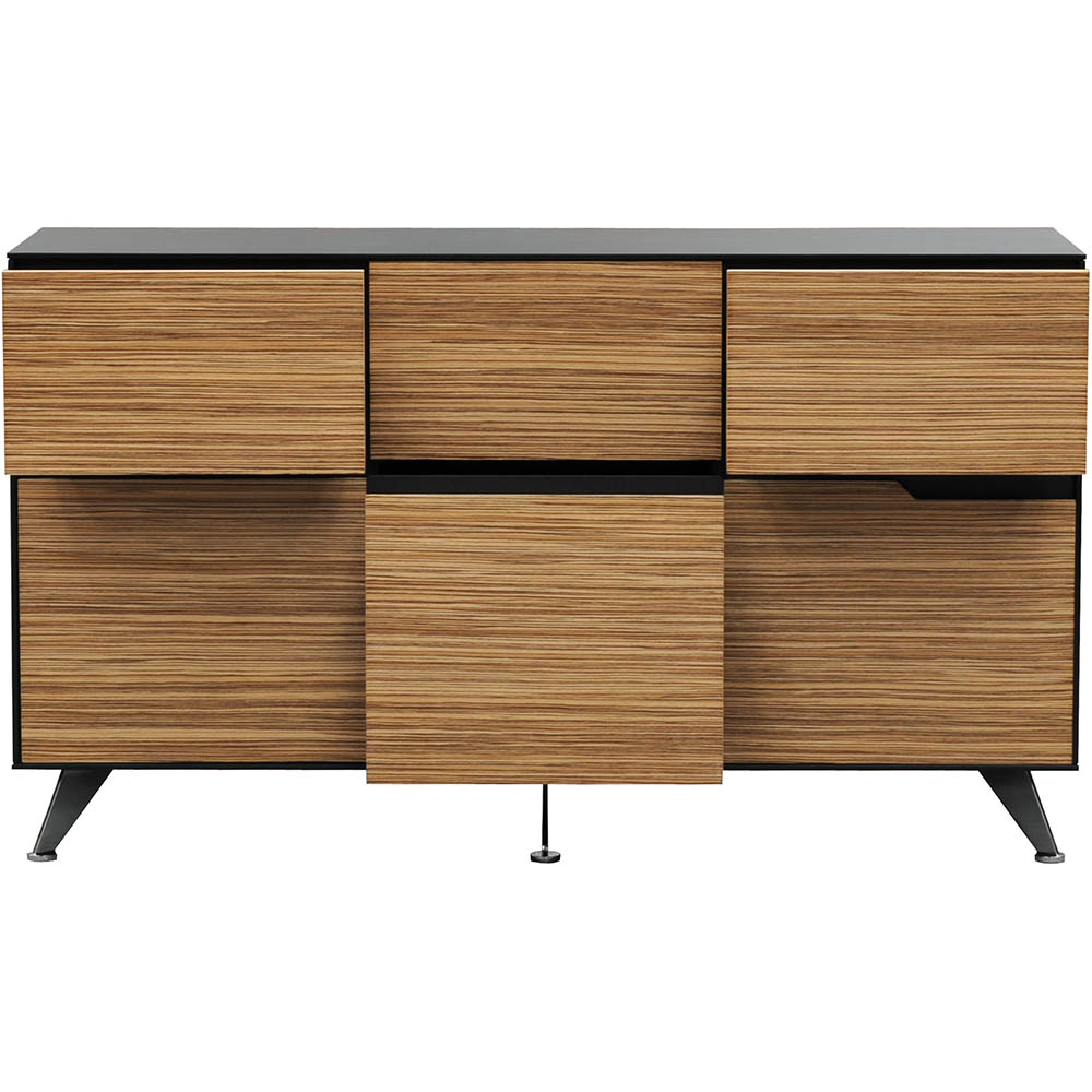NOVARA CREDENZA 6 DRAWS 1825 X 425 X 800MM ZEBRANO TIMBER VENEER