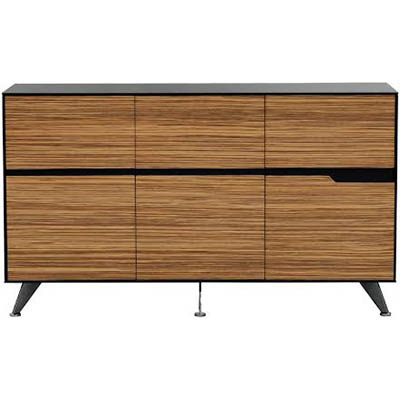 NOVARA CREDENZA 6 DOOR 1825 X 425 X 1250MM ZEBRANO TIMBER VENEER