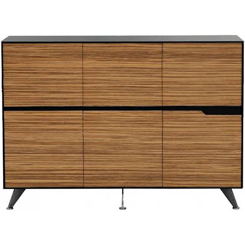 NOVARA CABINET 6 DOOR 1825 X 425 X 1750MM ZEBRANO TIMBER VENEER