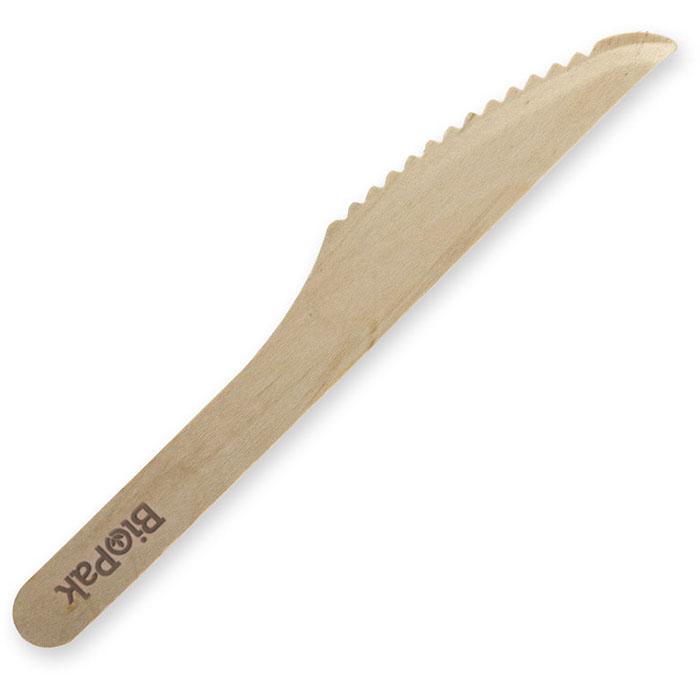 BIOPAK WOODEN KNIVE 160MM PACK 100