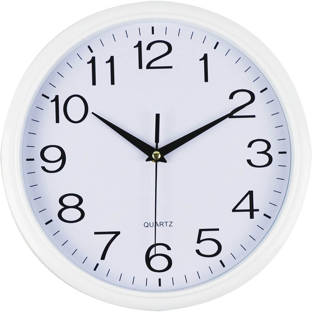 ITALPLAST WALL CLOCK 300MM GLASS WHITE