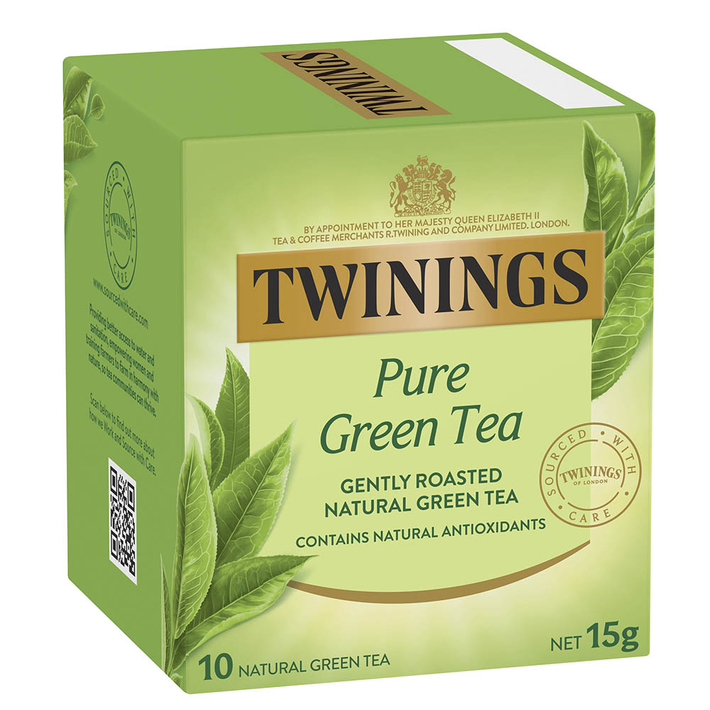 TWININGS PURE GREEN TEA BAGS PACK 10