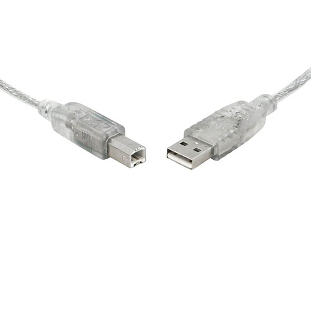 8WARE USB 20 PRINTER CABLE TYPE A TO B MALE TO MALE 2M CLEAR